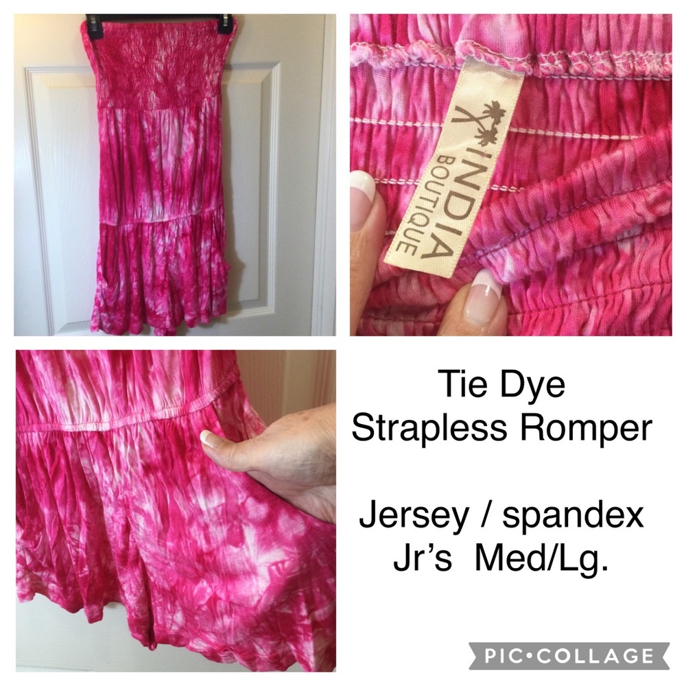 Summer Romper - strapless - Tie Dye Pink